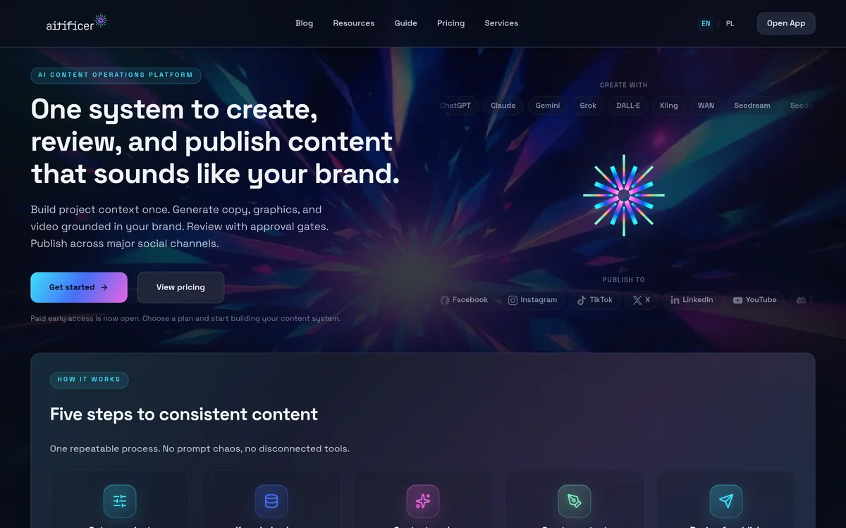 Homepage preview of the Aitificer website